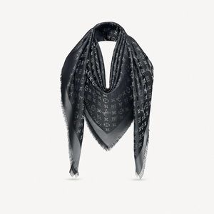 LOUIS VUITTON - Silk Lurex Wool Monogram Shine Shawl Black